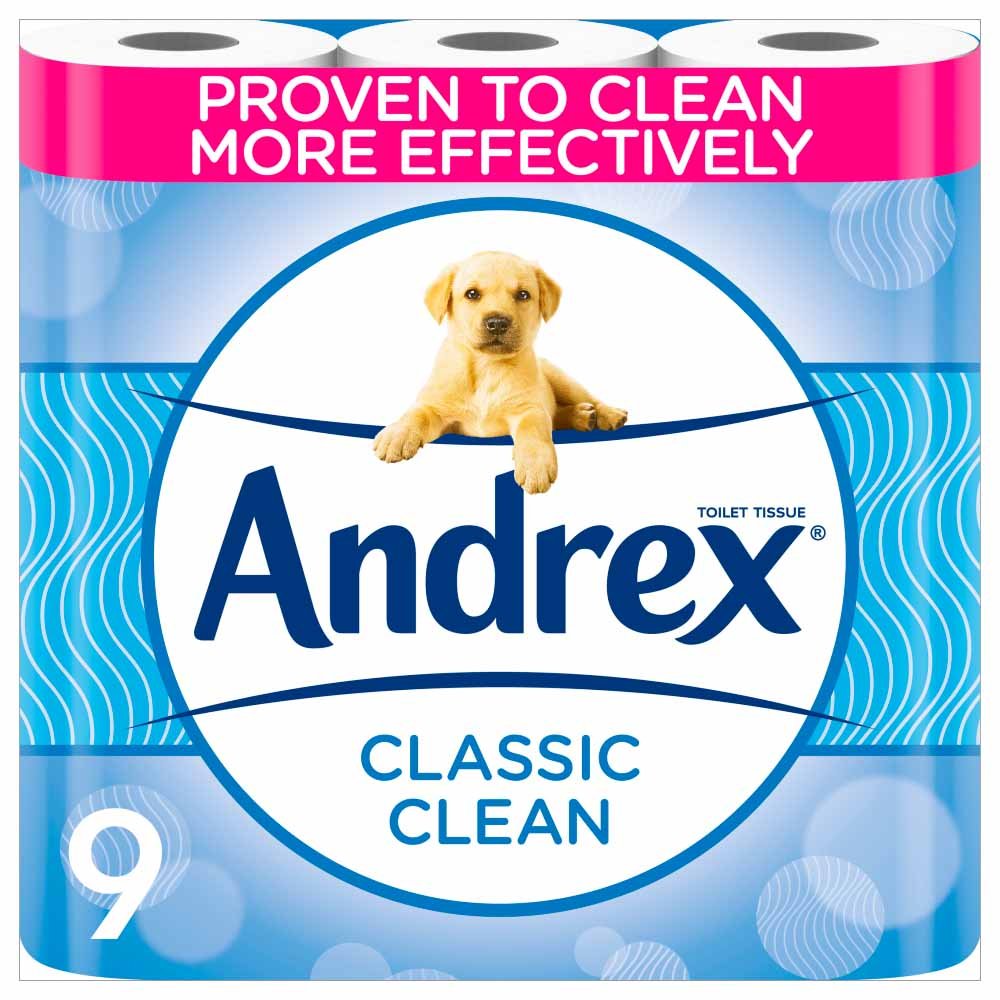 Andrex Classic Clean Toilet Tissue 2 Ply 9 Rolls RRP £5.50 CLEARANCE XL £4.99